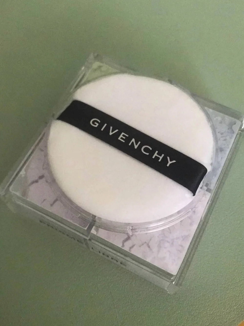 Givenchy White Powder Puff with Black Logo Strap
